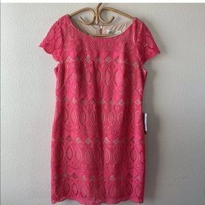 NWT Eliza J Pink Lace Shift Dress Size 14